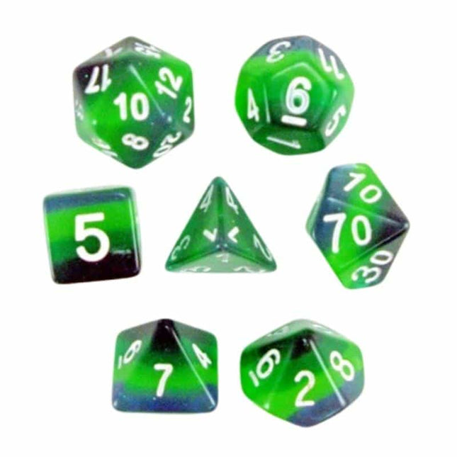 bordspel-accessoires-dobbelstenen-shades-of-green-set-7-stuks