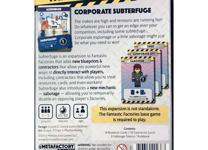 Fantastic Factories Subterfuge Expansion expansion (ENG)